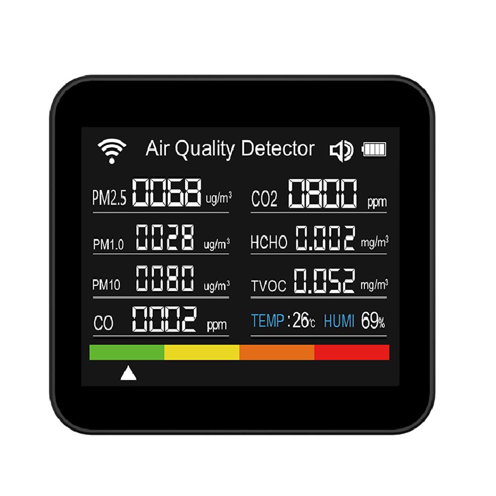 

15 в 1 детектор углекислого газа ЖК-дисплей большой цифровой формальдегид CO2 детектор многофункциональный супер точный для домашнего хозяйства чёрный