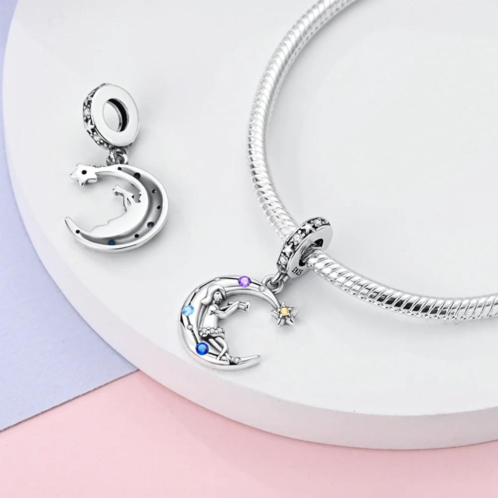 Pendants Woman Original Spirit Star Feather Azure Crescent Owl Metal Charm Beads Fit Bangle Make your own Valentines Gift Accessory Elegant Fashion