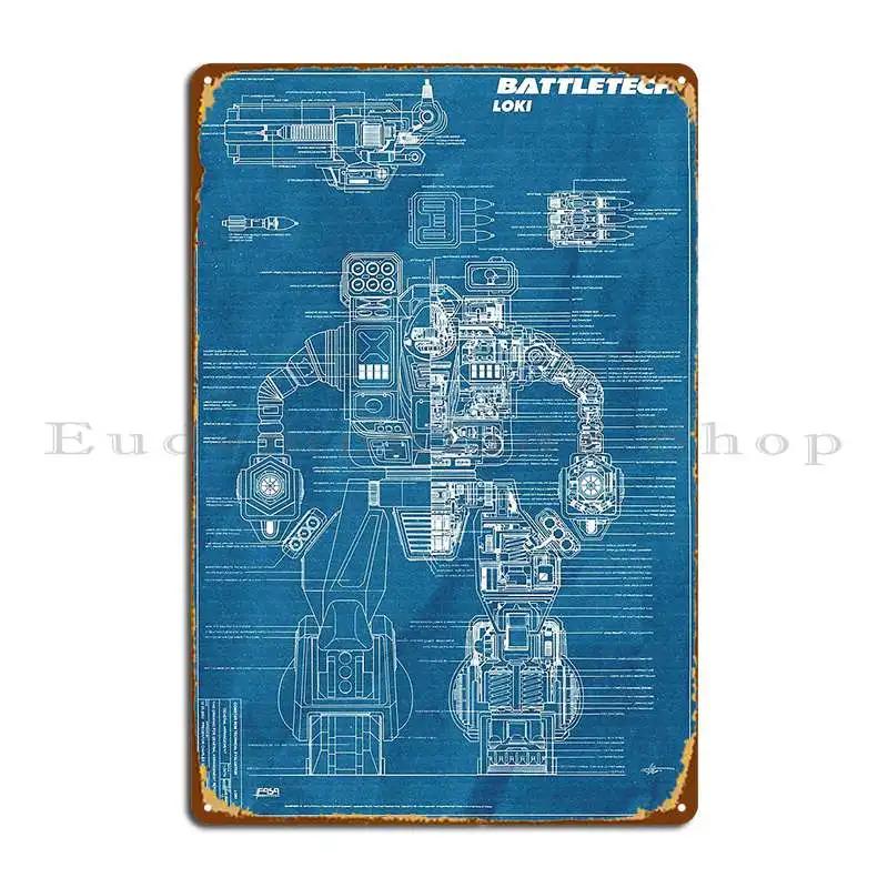 

Battletech Чертеж Адский Вестник Локи Постер Металлическая Табличка Клубный Дизайн Ржавый Настенный Декор Дом Жестяная Табличка Постер 20x30cm（7.8x11.8inch）
