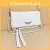 Color Simple Solid Gold Wing Decoration Women Casual Shoulder Bag Tassels With
