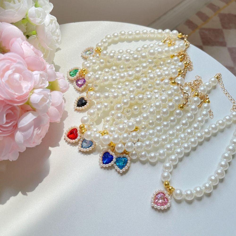 Pet Supplies Dog Princess Necklace Imitation Pearls Cat Necklace New Love Pendant