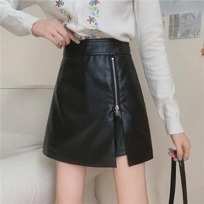 2023 Autumn/Winter High Waist PU Leather A-Line Skirt: Slim, Hip-Covering, Fashionable Korean Style