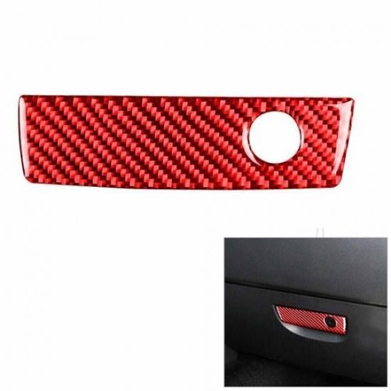 For Dodge Challenger 2008-14 Red Carbon Fiber Glove Box Handle Panel Cover Trim