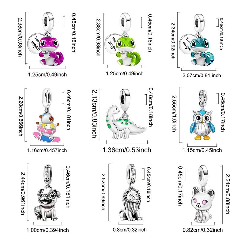 Kupfer Eule Dinosaurier Panda Chamäleon Niedlicher Anhänger Perle Passend für DIY Armband Armreif Herstellung Geschenk von Hochwertigem Schmuck