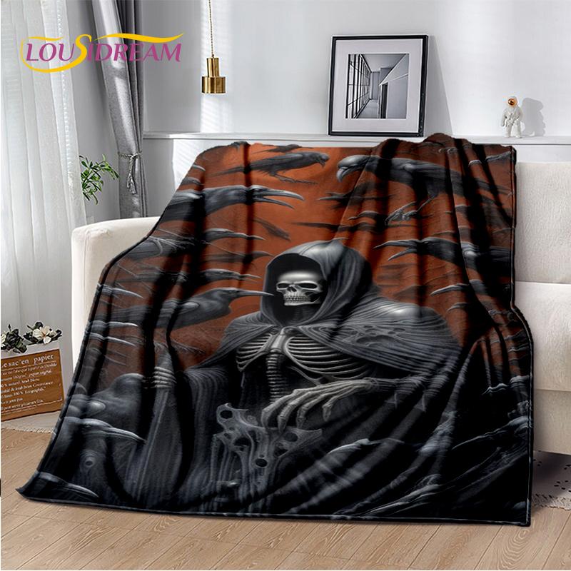 2025 New Gothic Horror Character Skull Ghost Soft Blanket,Soft Throw Blanket for Home Bedroom Bed Sofa Picnic Travel Child Gift