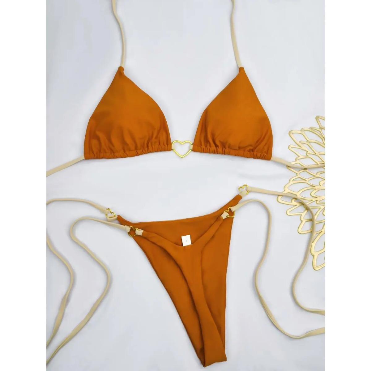 

Однотонный белый бикини, женский костюм, модный купальник с заниженной талией и шнуровкой, комплект из двух частей L