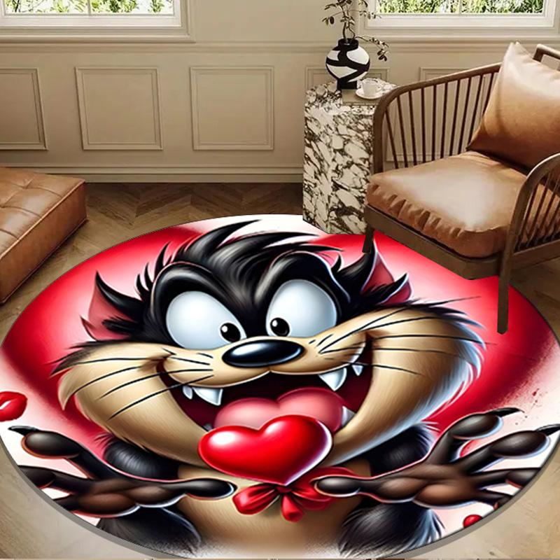 Tazmanian dog Breaks Through Round mat, Anti-slip Circle Carpet Chair rug For livingroom,Bedroom, doormat home decor Gift Christmas Gifts