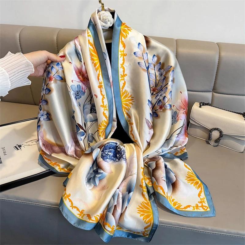 

New Spring Scarf Women s Luxury Design Scarf Silk Smooth Scarf Soft Muslim Headband Shawl Beach 80x180cm