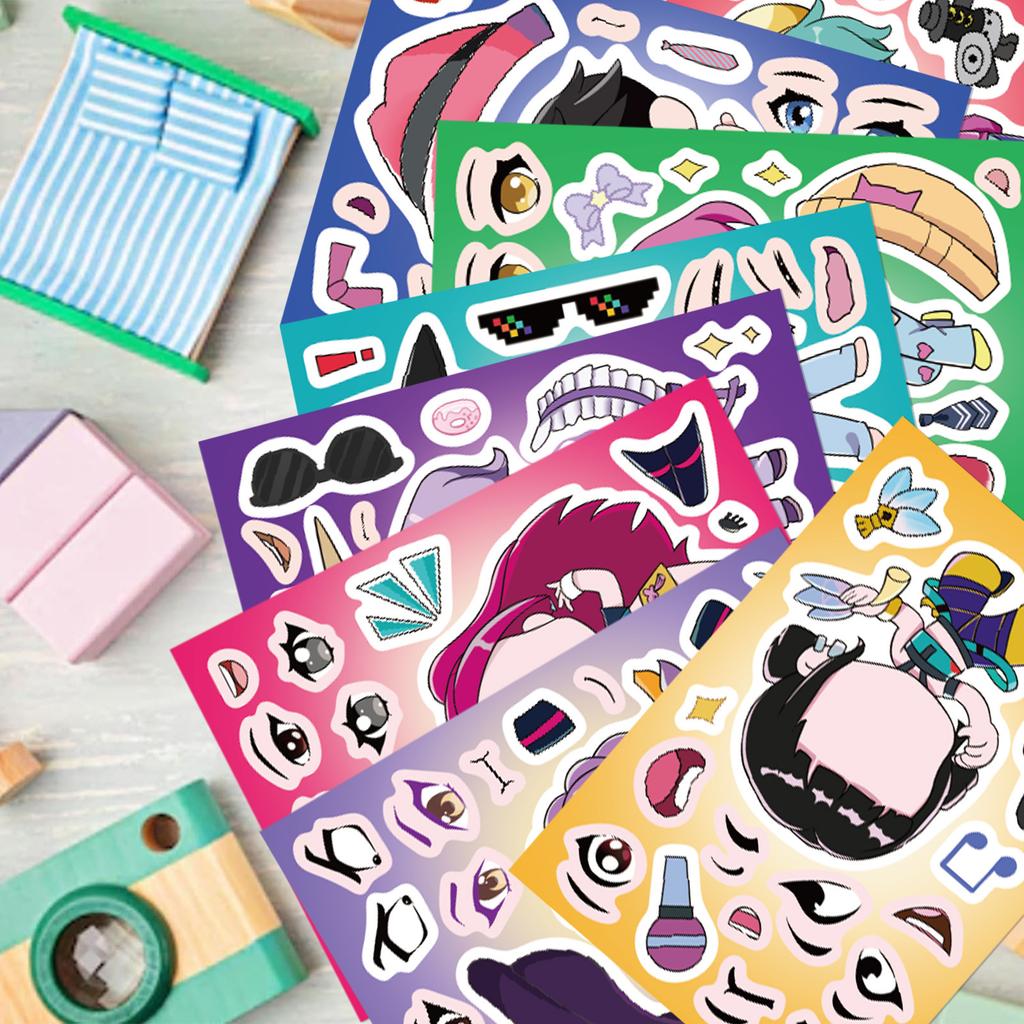 8 Pcs Toy Puzzle Stickers, DIY Dress-up Face-changing Stickers Handicrafts And Reusable Stickers
