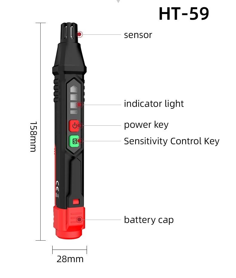 MAYILON HT59 HT60 Gas Leak Detector 0-1000PPM Sound & Screen Alarm Combustible Flammable Natural Methane Mini Gas Detector