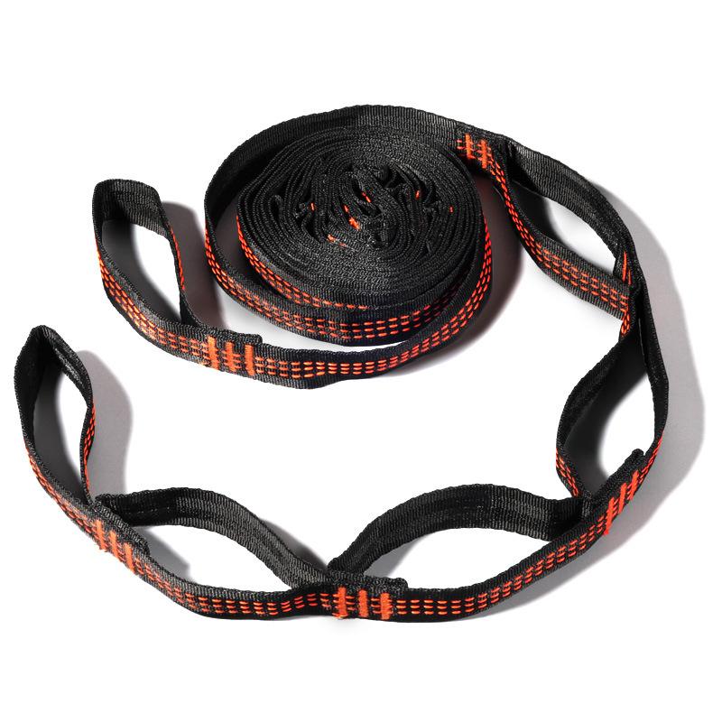 Outdoor Customizable Hammock Special Strap 5+1 Ring High Load Capacity Overhand Knot Black Reinforced High Strength Polyester