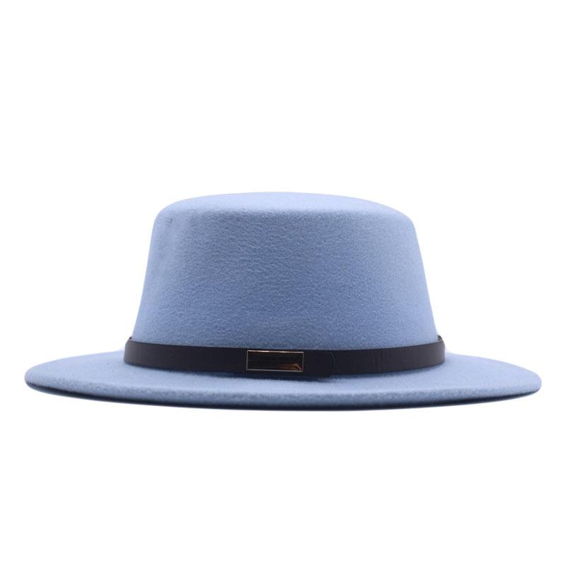 New spring and autumn top hat women's fashion British woolen hat flat top gentleman retro solid color hat