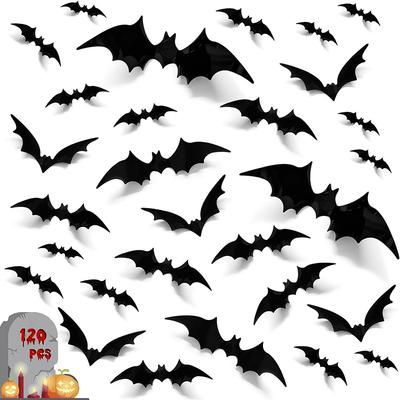 Halloween 3D liliac negru perete autocolante acasă cameră interior DIY decorare înfricoșător recuzită copii petrecere favoruri perete decals fereastră autocolant