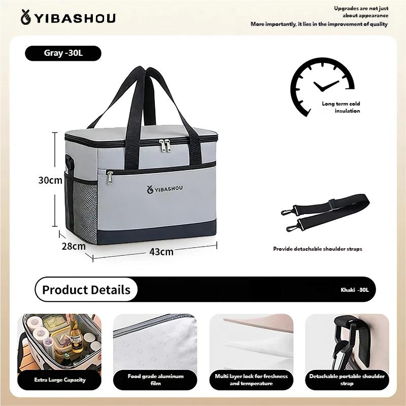 Große, faltbare, isolierte Kühltasche, Picknick-Lunchbox für Outdoor, Reisen, Camping, Grillparty