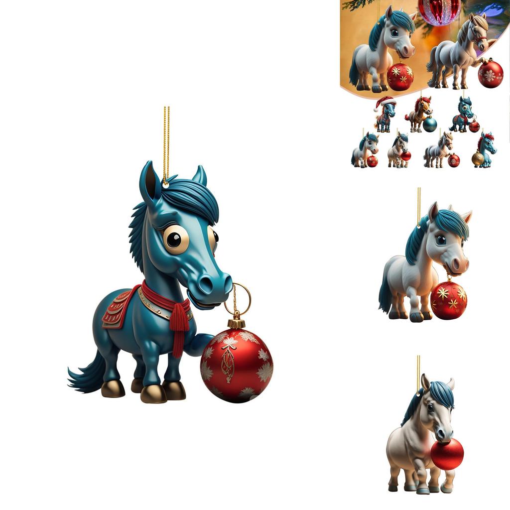 Whimsical Cartoon Style Horse Ornament For Holiday Home And Car Decor