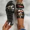Women Slippers Fashion Sexy Chain Lock Solid Color Plus Size Sandals New Style Roman Style Flat Slippers Outdoor Slides Women