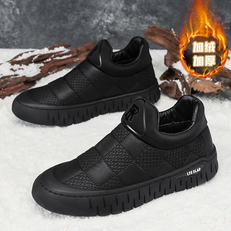 Winter high-top cotton shoes outdoor cold-resistant waterproof and non-slip snow boots velvet warm casual two-cotton board shoes