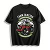 Vintage Farm Tractor Graphic Tee Casual Cotton Short Sleeve Top Pure Cotton T-shirt
