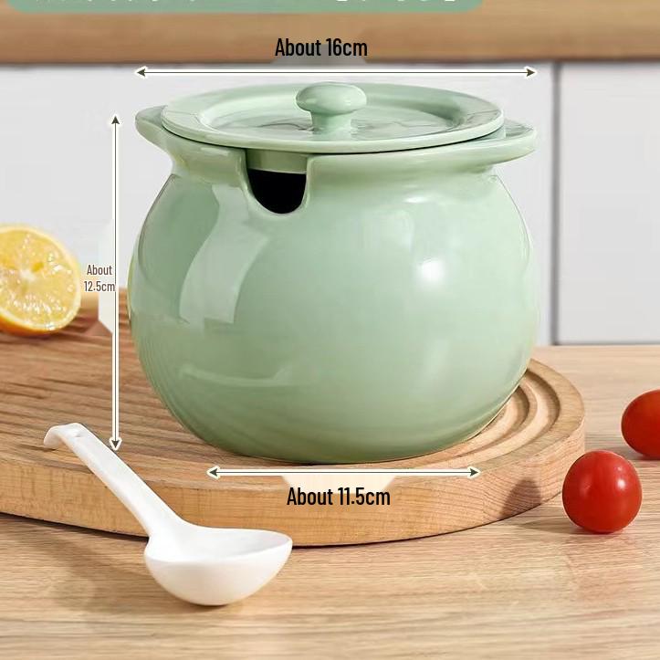 

High-Temperature Resistant Ceramic Lard Jar with Lid & Filter Screen, Food-Grade Oil and Chili Oil Storage Pot