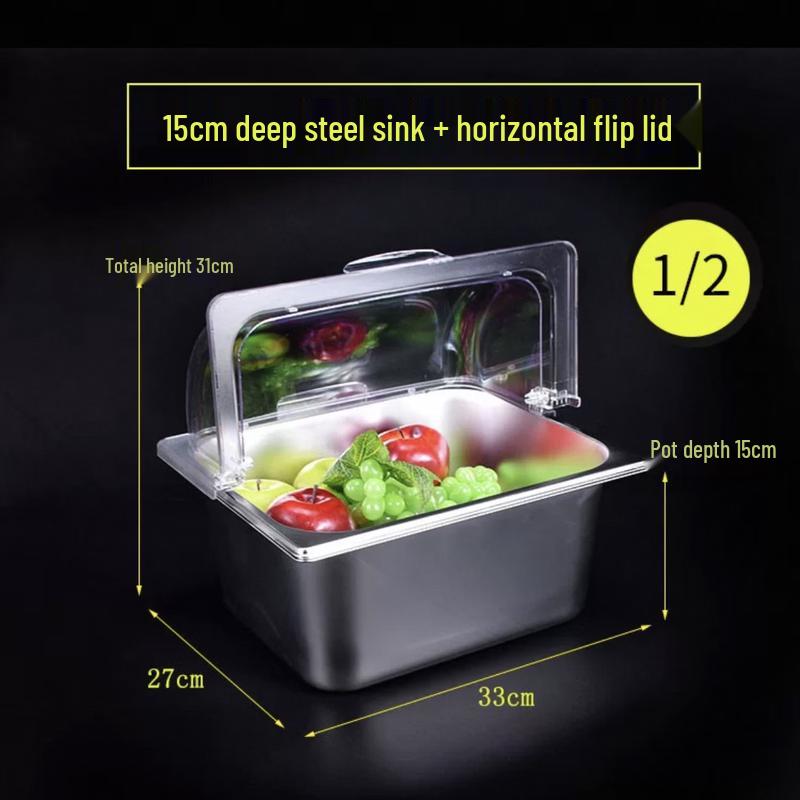 Rectangular Stainless Steel Food Display Tray with Lid