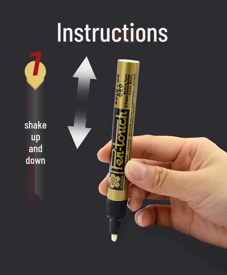 Japan Sakura Gold & White Oil-Based Paint Pen Set for Black Card Art & Drawing