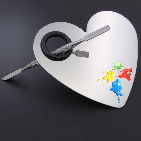 

Палитра для макияжа из нержавеющей стали в форме сердца, косметическая краска для ногтей с палочкой