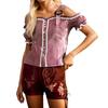 Traditional Women's Casual Short-Sleeve Plaid Shirt Beer Festival