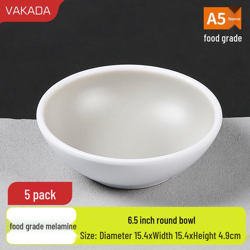 VAKADA Commercial Melamine Bowls (5-Pack)