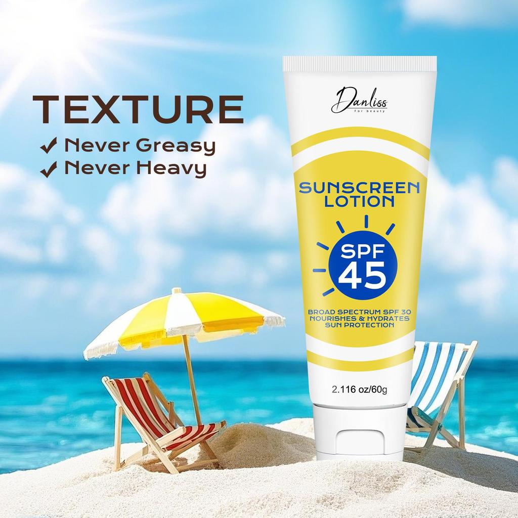 SPF 45 Sunscreen Lotion with,Weightless Hydration Lotion Sunscreen for Men and Women,60g