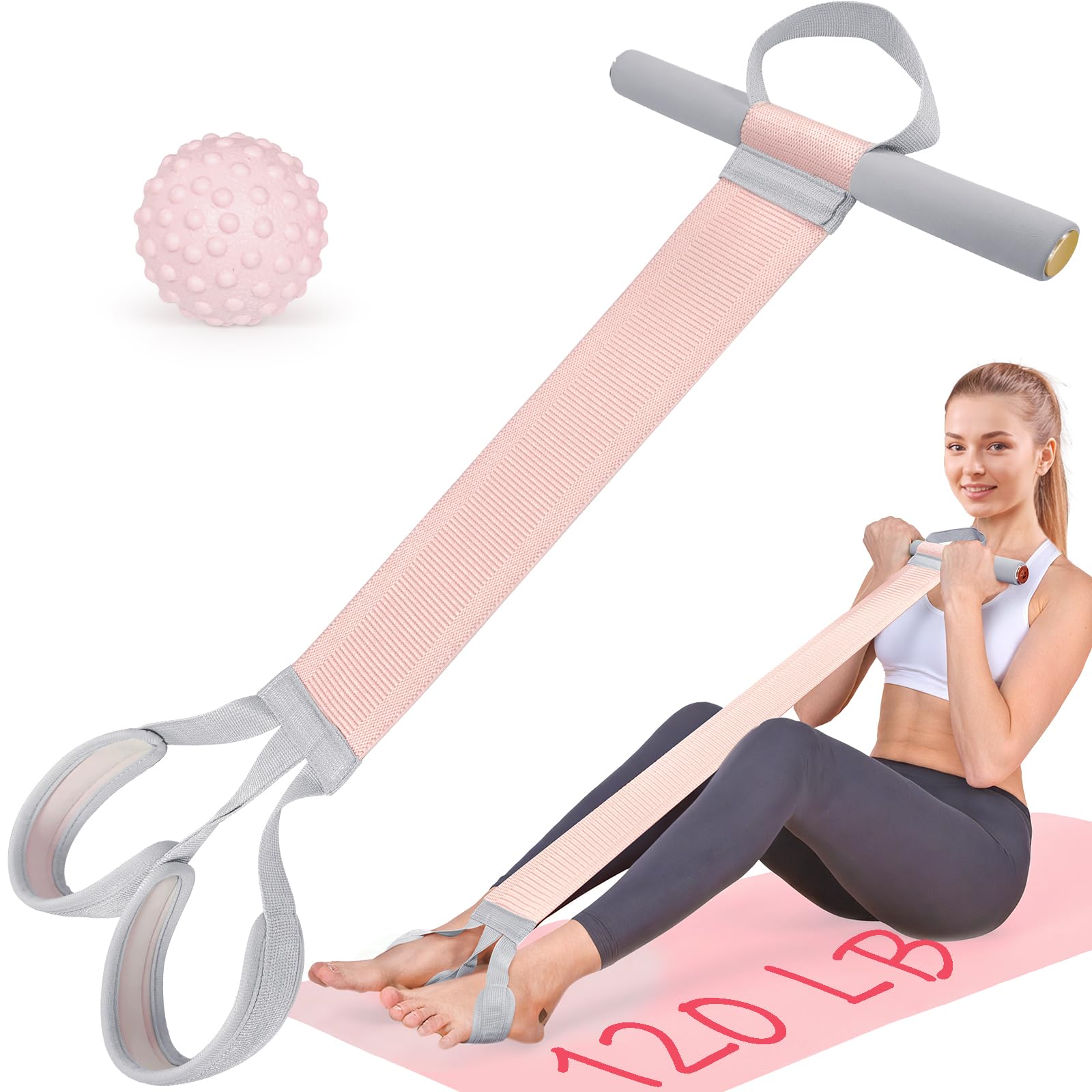 

VANiGO Fabric Resistance Bands with 120 Full Body Exercise Elastic Bands for Strength Training Equipment for and Ankles Handles, lbs, Bands, Non-Slip розовый