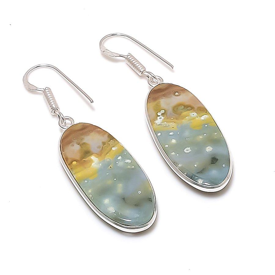 

Natural Ocean Jasper Gemstone 925 Sterling Silver Jewelry Earring 1.97 AE-12220