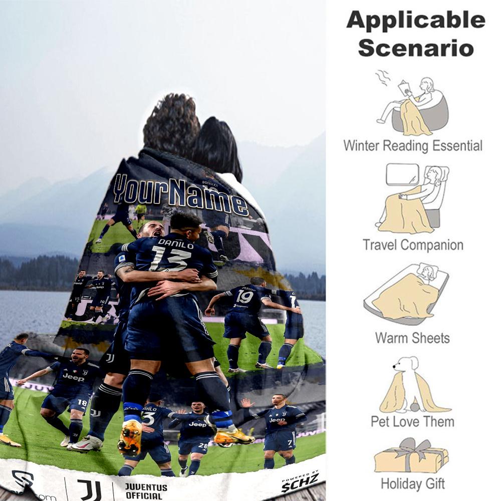 Juventus Customize Your Name Blanket Cozy Customizable Blanket Soft Warm Cozy for Nap Picnics Bed Seaside Four Seasons Universal