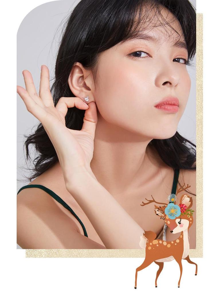 S925 Sterling Silver Little Deer Antler Stud Earrings - Light Luxury Christmas Jewelry Gift