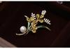 Bo Xin Yun Crystal Pearl Wheat Ear Brooch - Elegant Lapel Pin for Suits