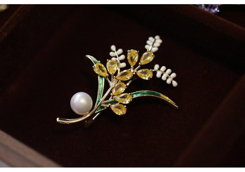 Bo Xin Yun Luxury Crystal Wheat Ear Brooch - High-End European  American Design