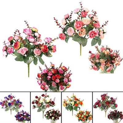 1 Blumenstrauß mit 21 Köpfen, Heim-Hochzeitsdekoration, künstliche Rosenblüten