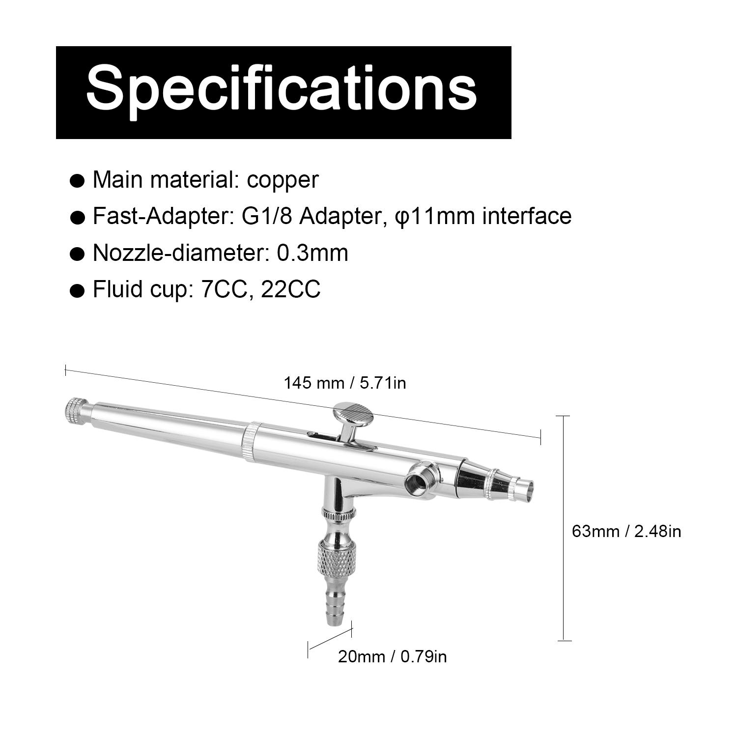 

Professional T134 Airbrush Set for Model Making Art Painting with G1 8 Adapter Wrench Dropper 2 Fluid Cups разноцветный