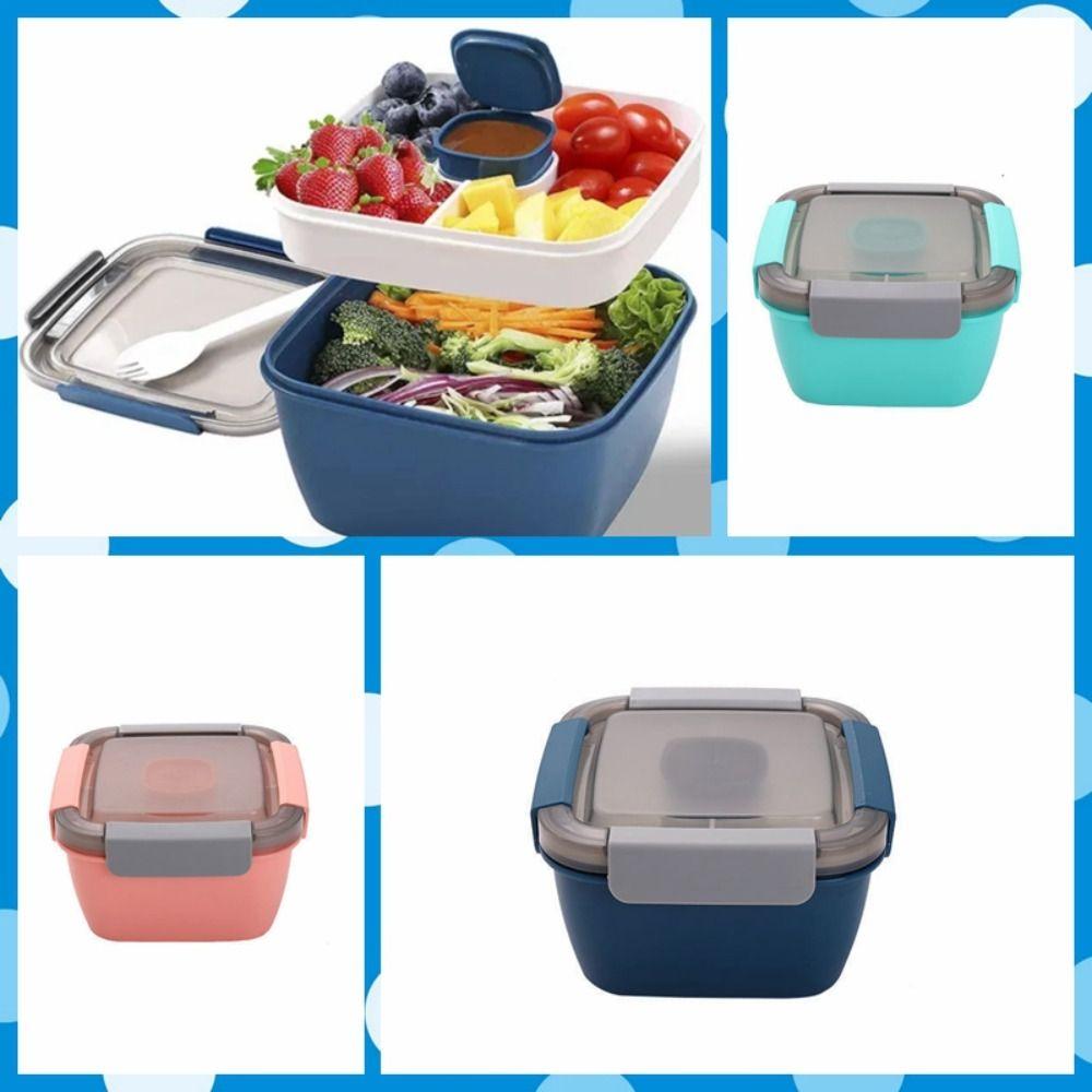1100ml 1500ml Lunch Box Plastic Square Salad Box Food Storage Container   Office Worker