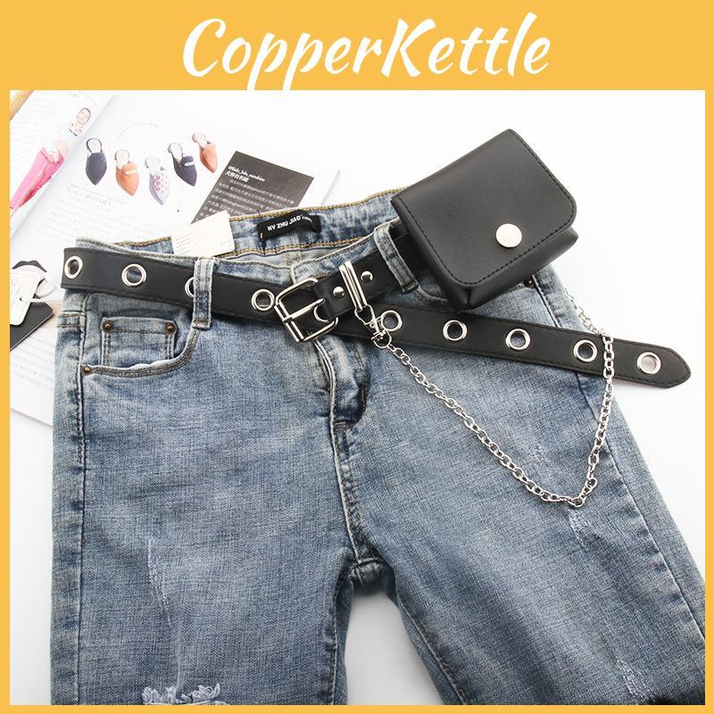 Bag Comes With And Chain Black Waist Belt Needle Buckle Without Punching