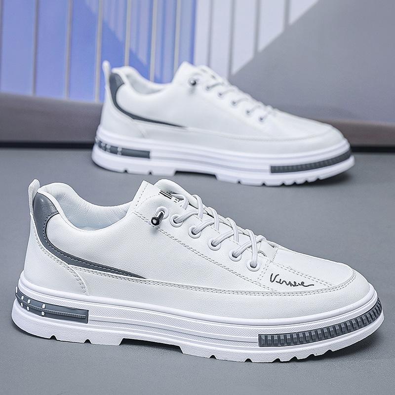 Men's Autumn Platform Sneakers Waterproof Leather Casual Shoes Comfortable Lace-Up White Shoes Non-Slip Sole men casual shoes