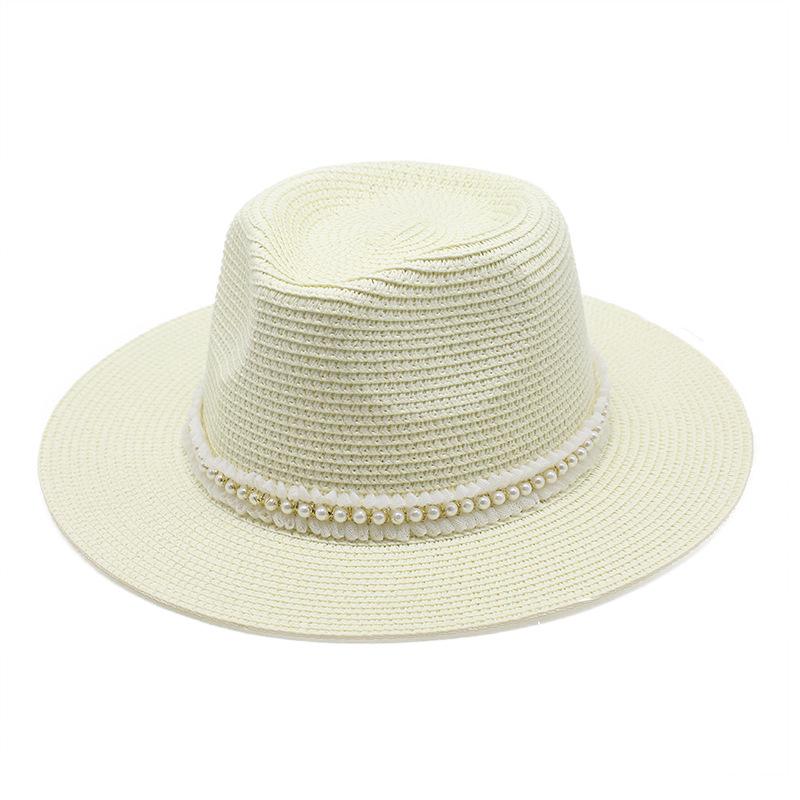 Summer Men'S And Women'S Gender-Neutral Sunshade Straw Hat Sun Protection Uv Protection Straw Woven Panama Top Hat