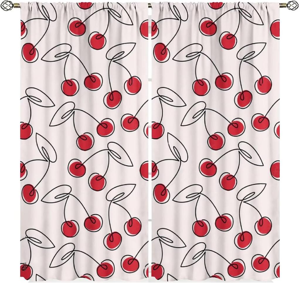Chef Window Curtains, Fat Funny Cook Theme Curtains For Bedroom & Living Room, Red Black Buffalo Check Plaid Kitchen Drape