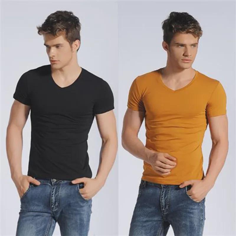 Men's Slim Fit Solid Color Short-Sleeve T-Shirt, Round Neck, Black/White Trend