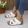Foreign trade slope heel thick sole hollow slippers women's new European and American large size casual one-pedal fish mouth sandals cross-border