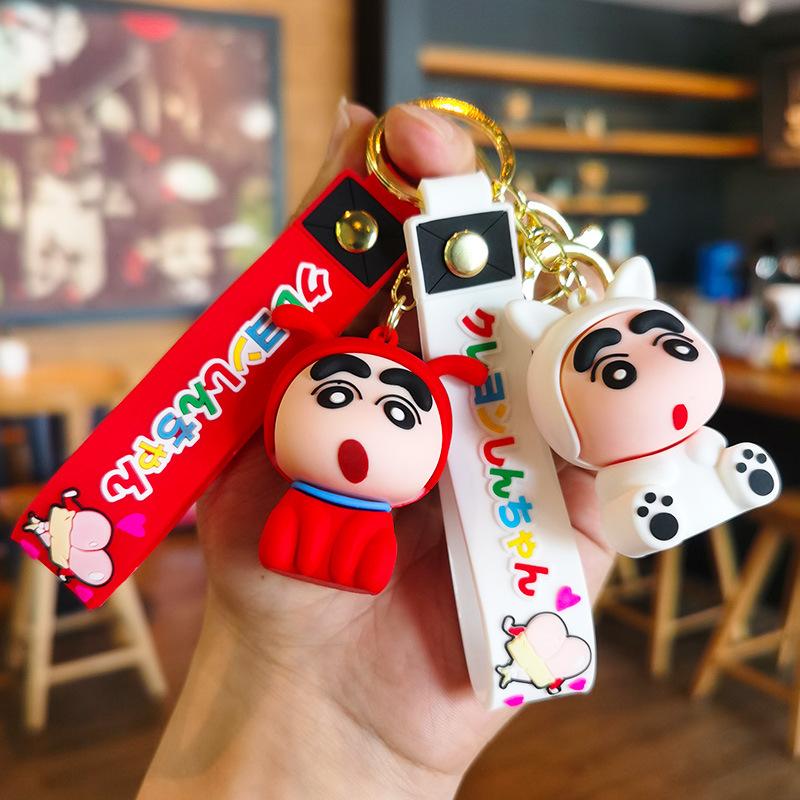 Japanese Crayon Shinchan Keychain Doll Machine Cartoon Figurine Student Gift Couple Keychain Gift Kawaii Cute Personalized Gifts