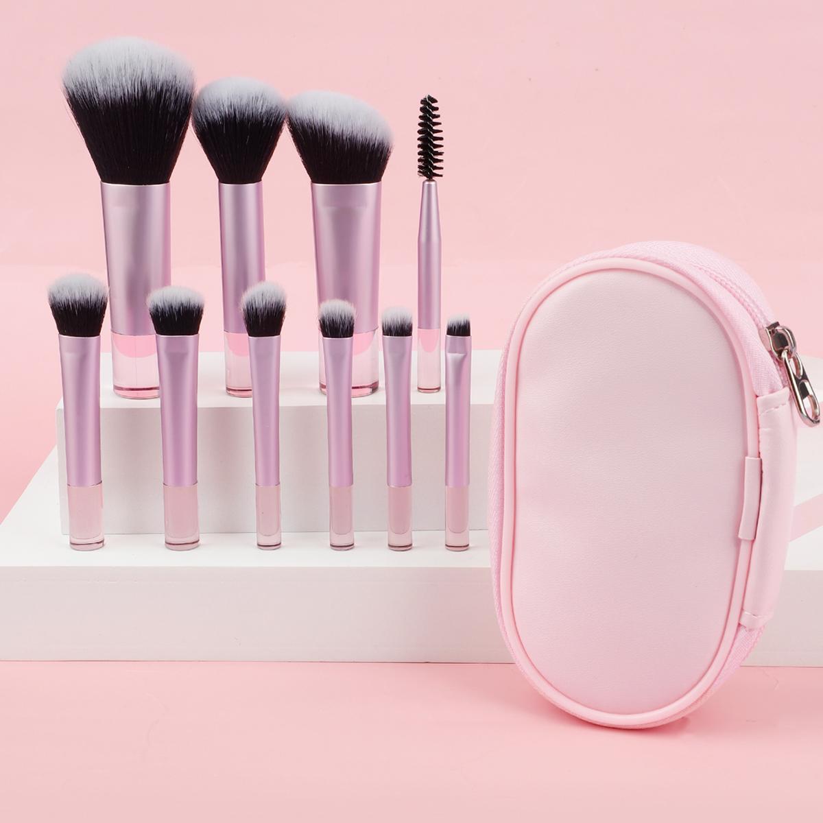 

10Pcs Mini RT Makeup Brush Set Powder Eyeshadow Foundation Blush Blender Concealer Beauty Makeup Tools Brush Professional