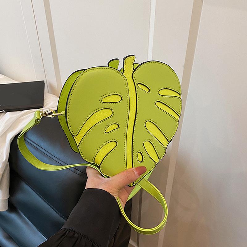 Leaf Shape Crossbody Bag Creative Brand Fashion Design Women Multiple Colors Elegant Mini Handbag Messenger Bag AVE