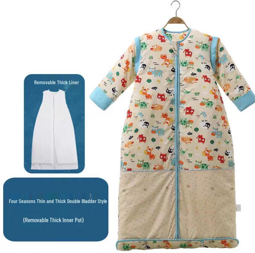 Clearance: Pure Cotton Baby Sleeping Bag – All-Season, Thick, Anti-Kick Quilt for Mid-Large Children with Free Shipping!