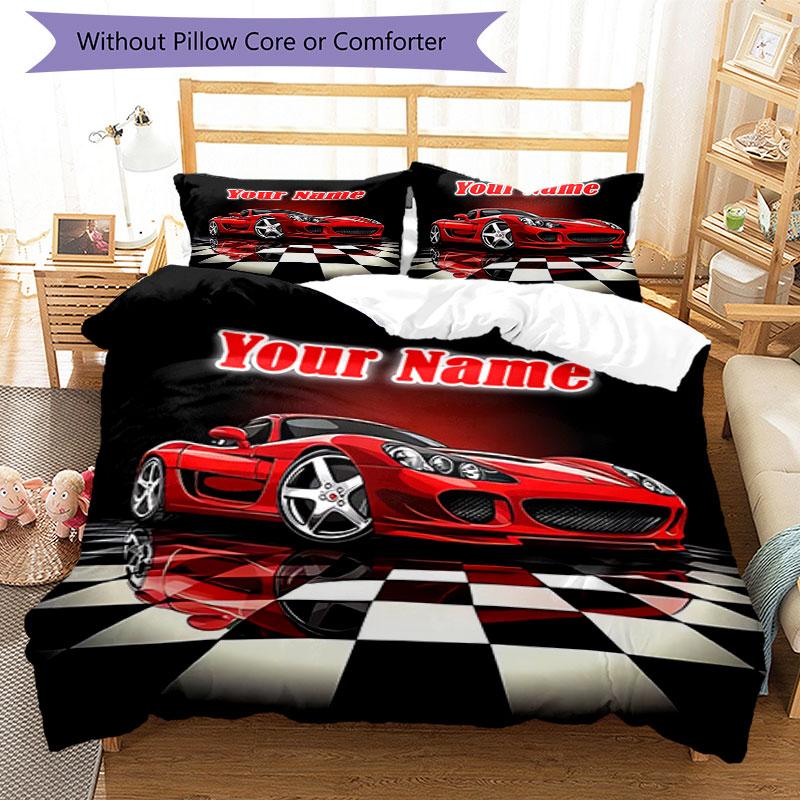 3PC Custom Name Car Art Bedding,soft and breathable,2D Flat Print,room decor.,Poster Three-piece set,Soccer Three-piece set,Art,Poster,Soccer