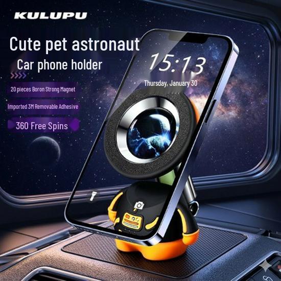 Magnetic Dashboard Mount: Cartoon Astronaut Car Phone Holder